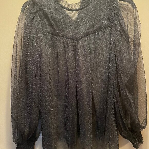 All Saints Sheer Black Blouse - Picture 7 of 10